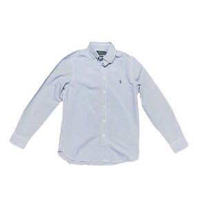Polo Ralph Lauren Boys 14y Button Down Shirt Blue Gingham Occasion Preppy